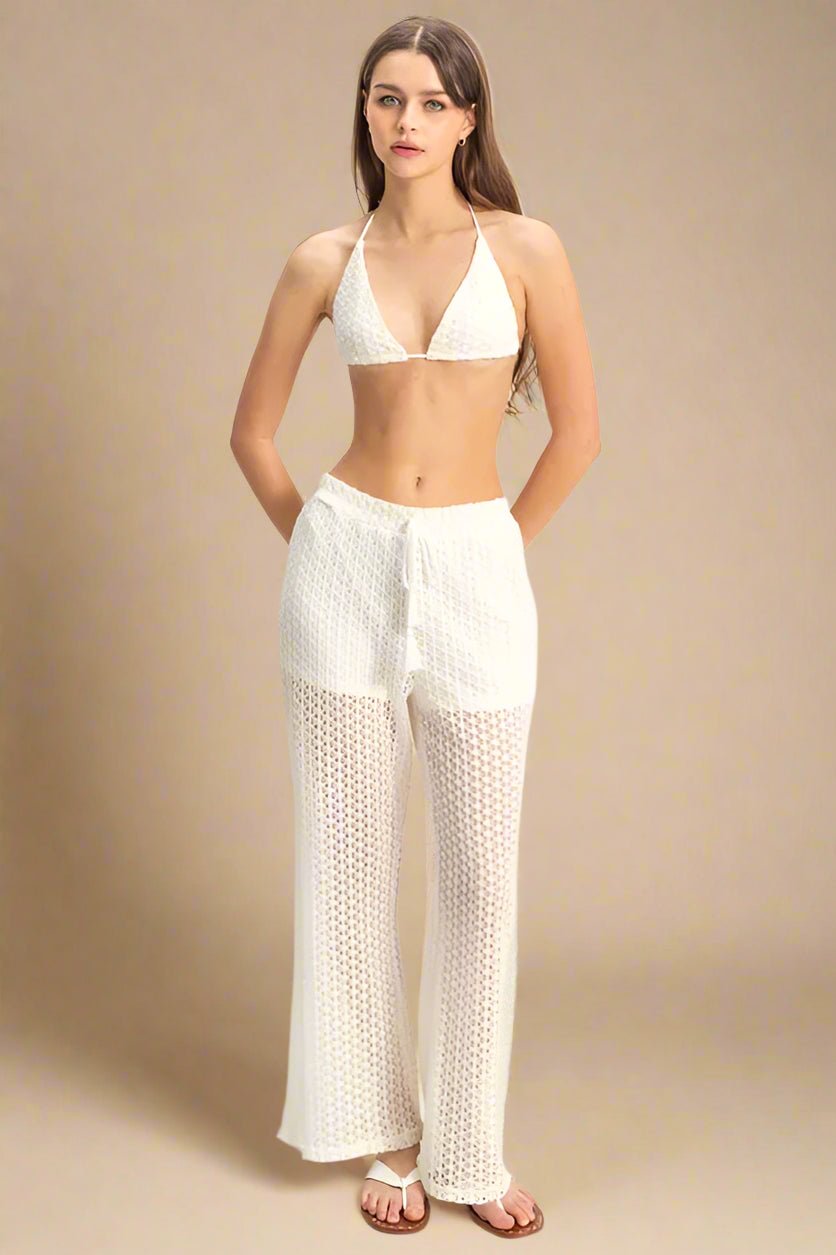 HYFVE - Crochet Mesh Set – White Bikini & Pants