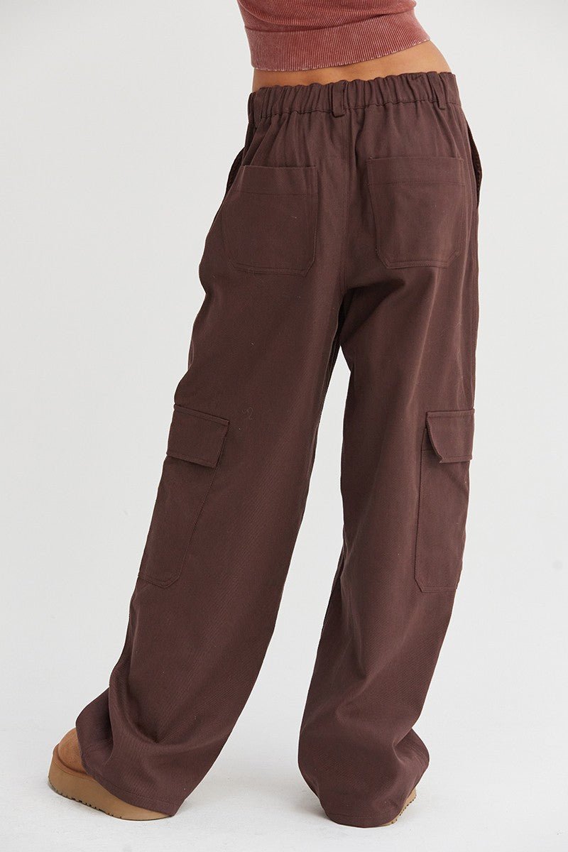 HYFVE - Dark Brown Wide Leg Cargo Pants