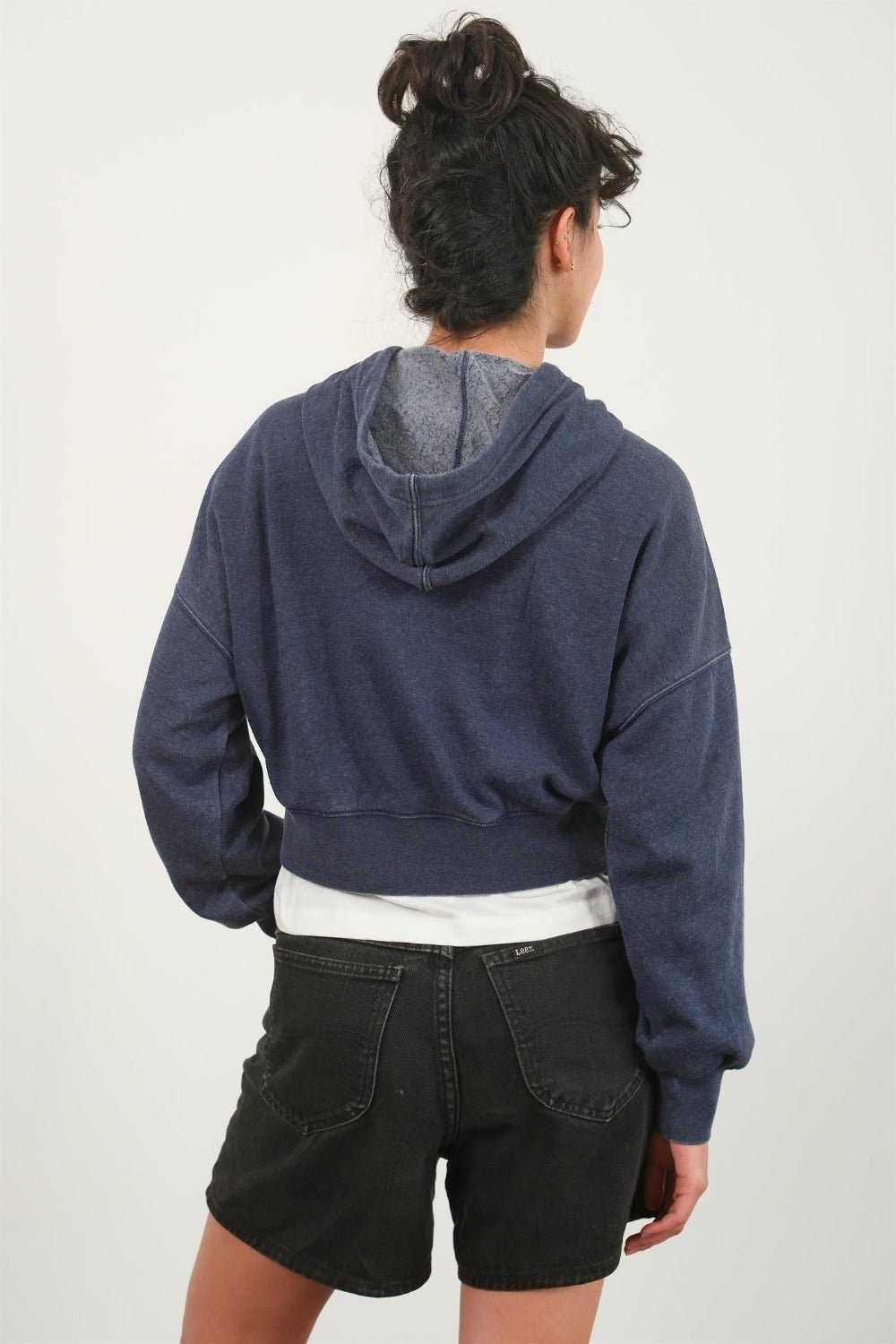 HYFVE - Drop Shoulder Cropped Hoodie in Dark Night