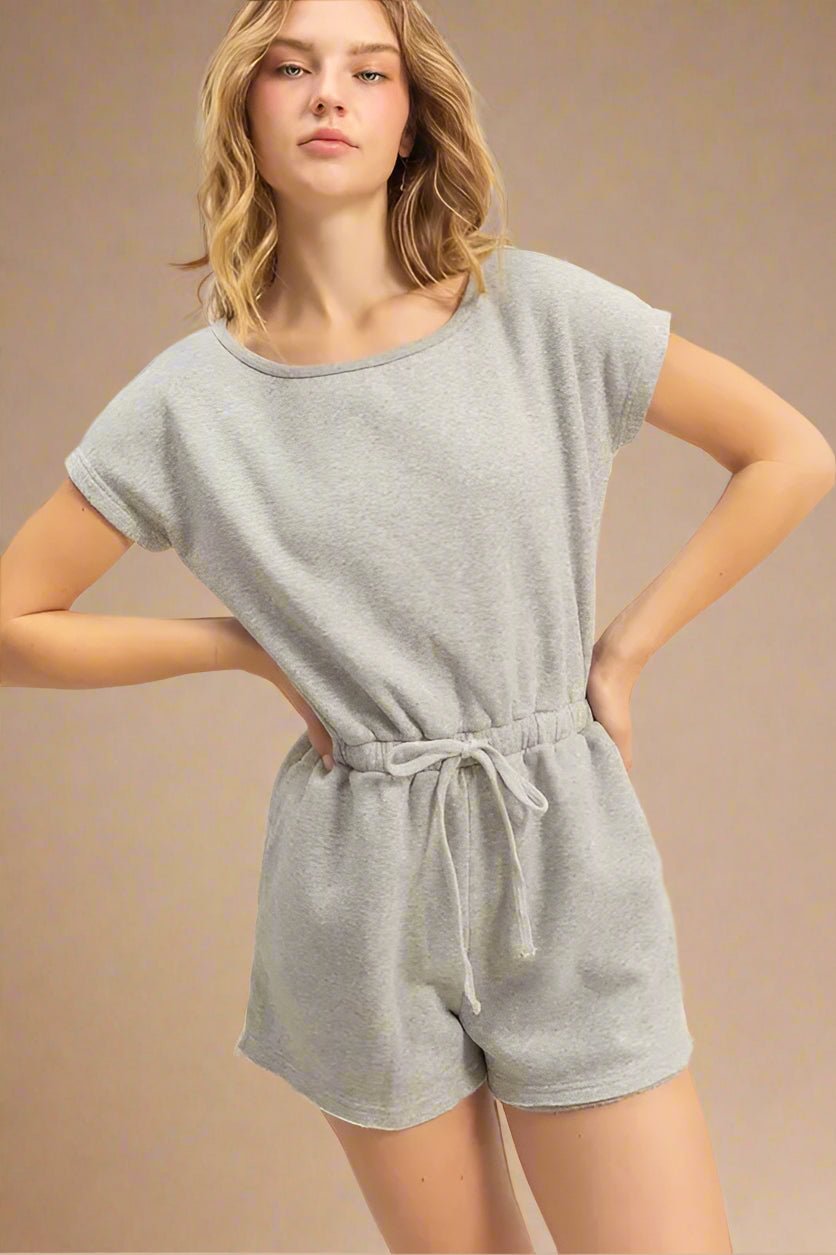 HYFVE - Heather Gray Drawstring Lounge Romper