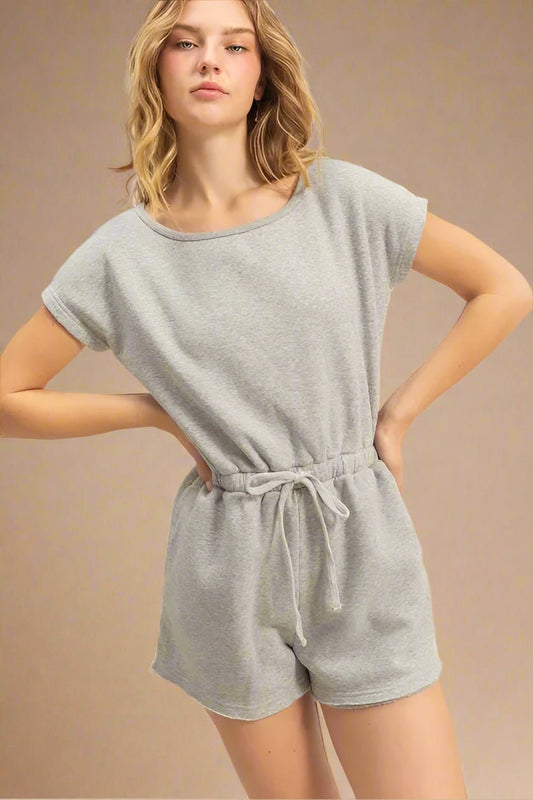 HYFVE - Heather Gray Drawstring Lounge Romper
