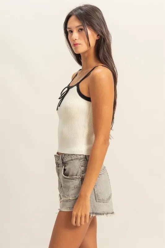 HYFVE - Ivory & Black Rib Knit Cami Top