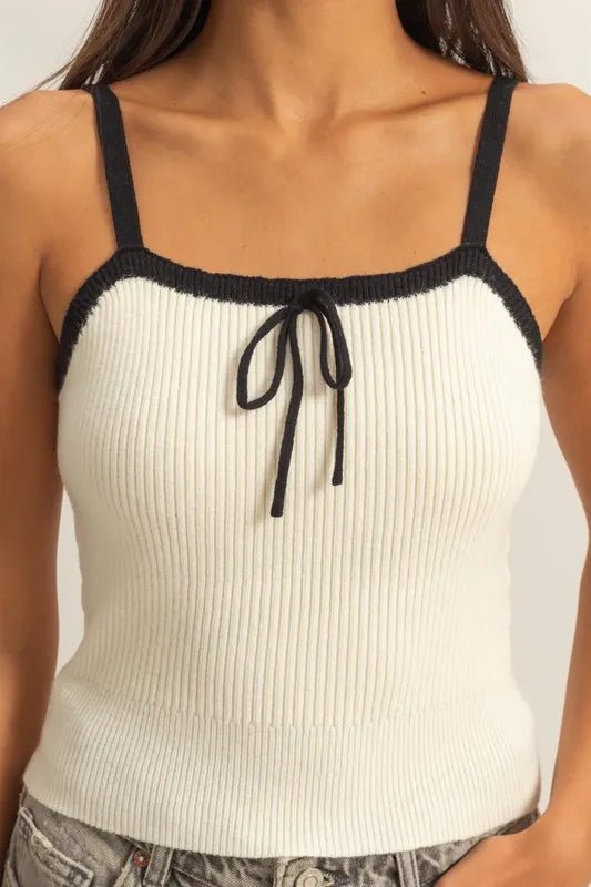 HYFVE - Ivory & Black Rib Knit Cami Top