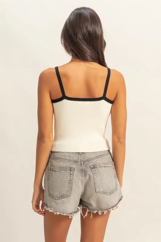 HYFVE - Ivory & Black Rib Knit Cami Top