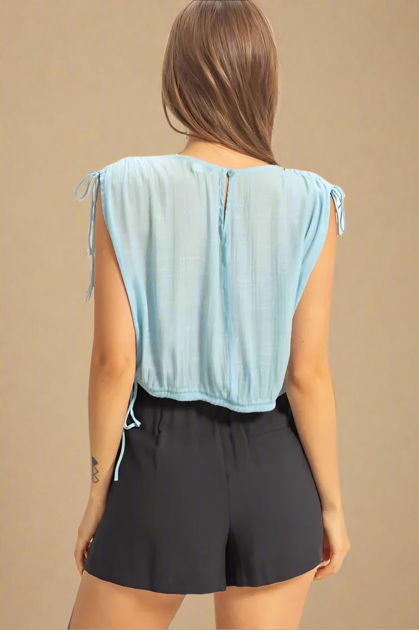 HYFVE - Light Blue Gauze Drawstring Blouse