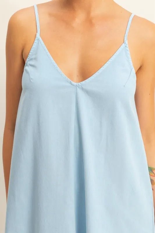 HYFVE - Light Blue V - Neck Swing Maxi Dress