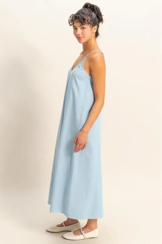 HYFVE - Light Blue V - Neck Swing Maxi Dress