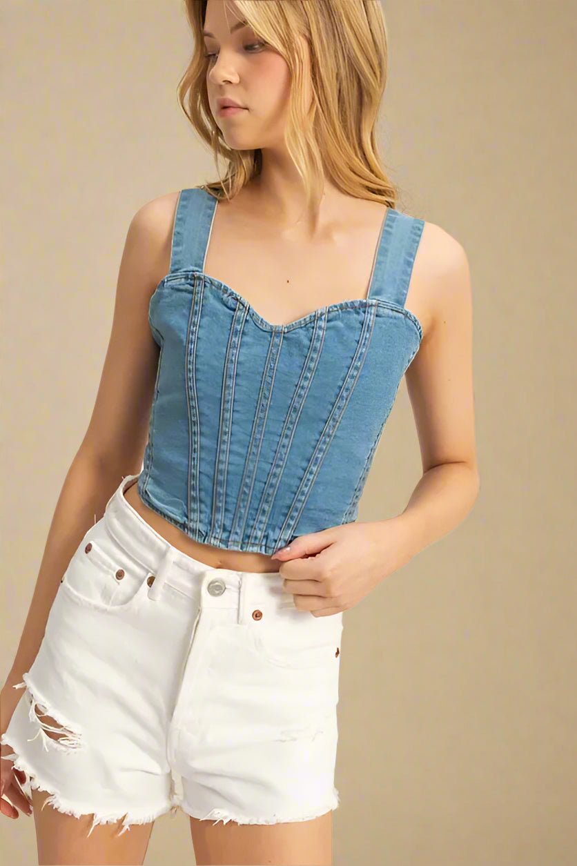 HYFVE - Light Wash Denim Corset Tank Top
