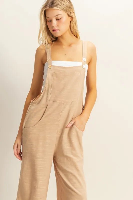 HYFVE - Natural Sand Wide Leg Overall Jumpsuit
