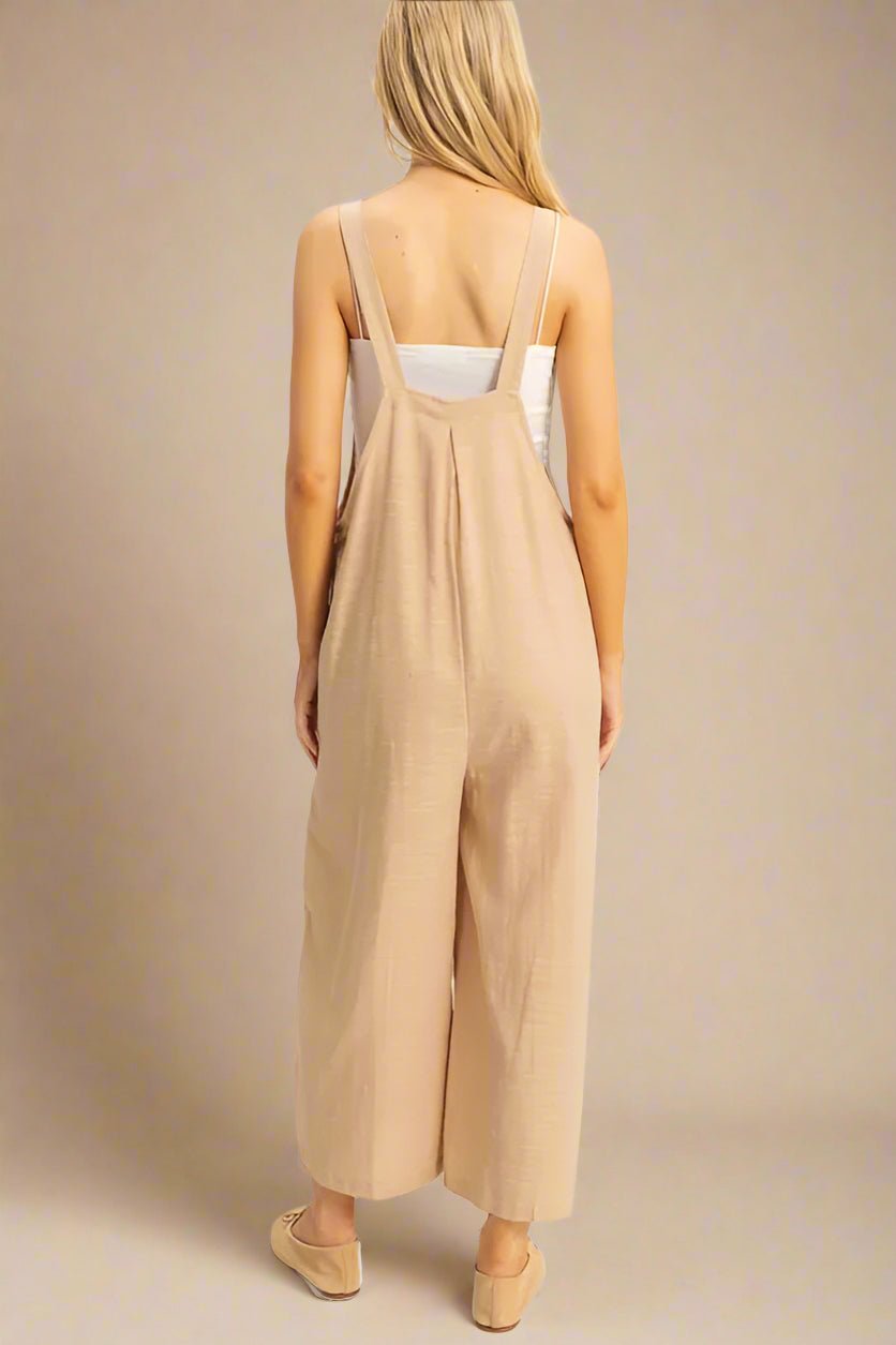 HYFVE - Natural Sand Wide Leg Overall Jumpsuit