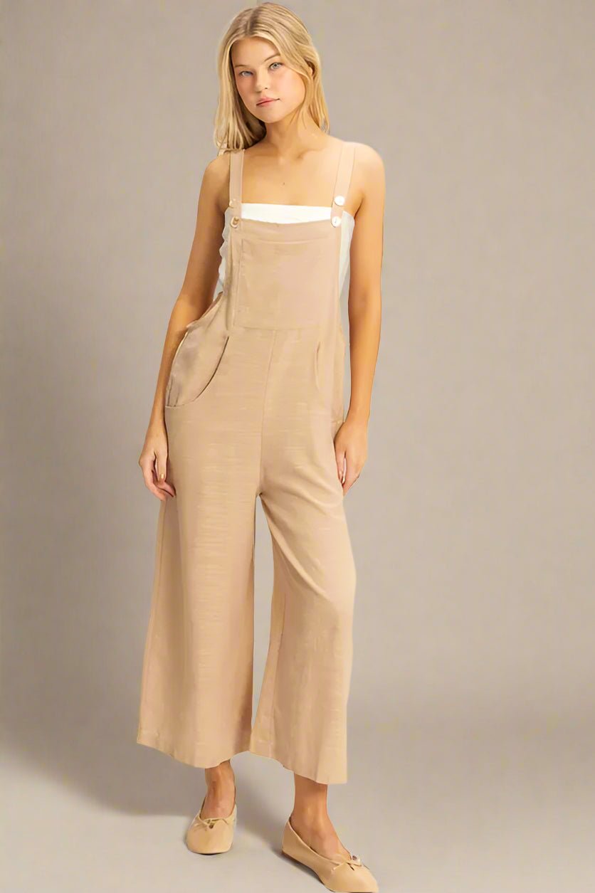 HYFVE - Natural Sand Wide Leg Overall Jumpsuit