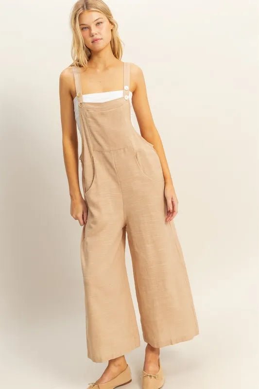 HYFVE - Natural Sand Wide Leg Overall Jumpsuit