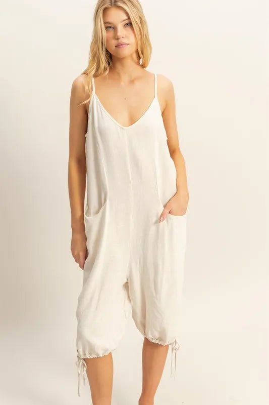 HYFVE - Oatmeal Cropped Drawstring Jumpsuit