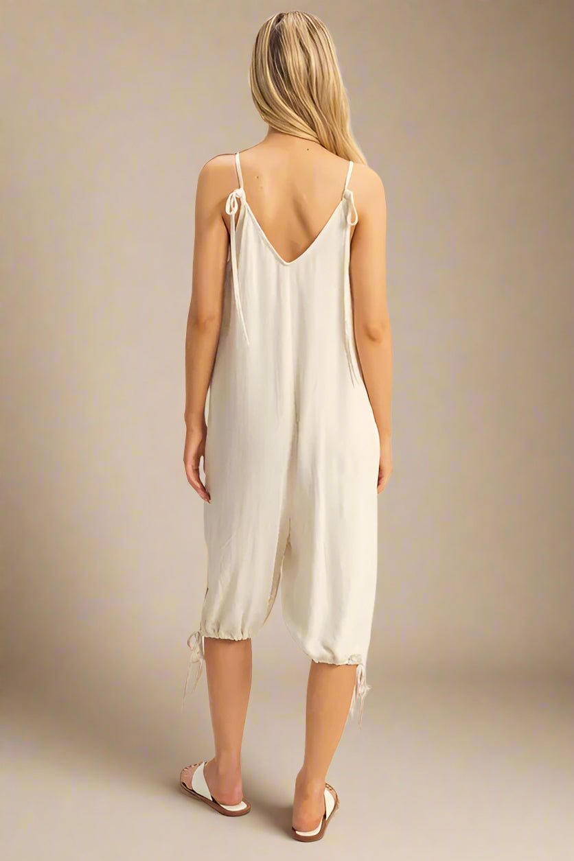 HYFVE - Oatmeal Cropped Drawstring Jumpsuit