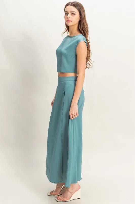 HYFVE - Ocean Teal Crop Top and Maxi Skirt Set