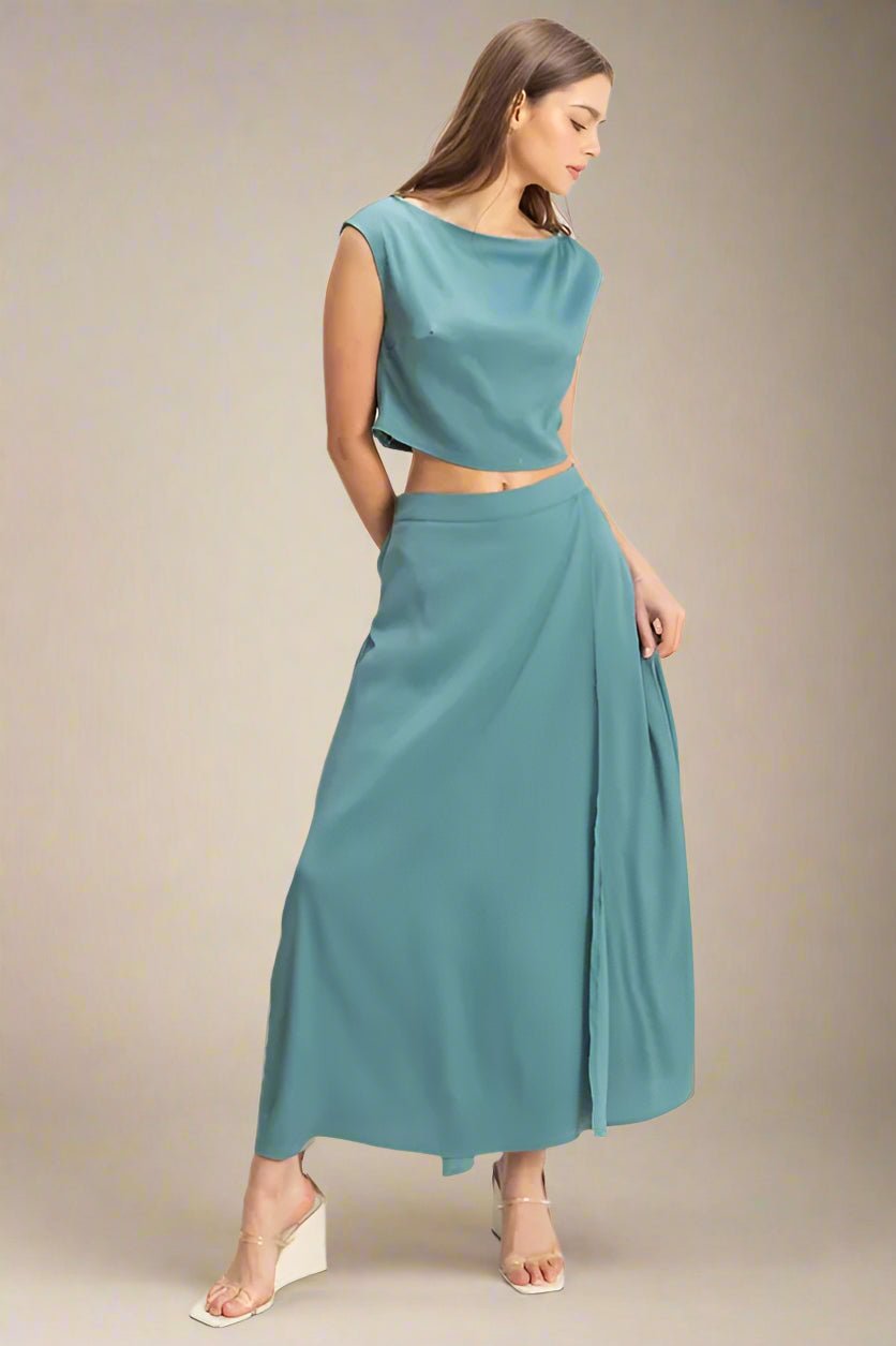 HYFVE - Ocean Teal Crop Top and Maxi Skirt Set