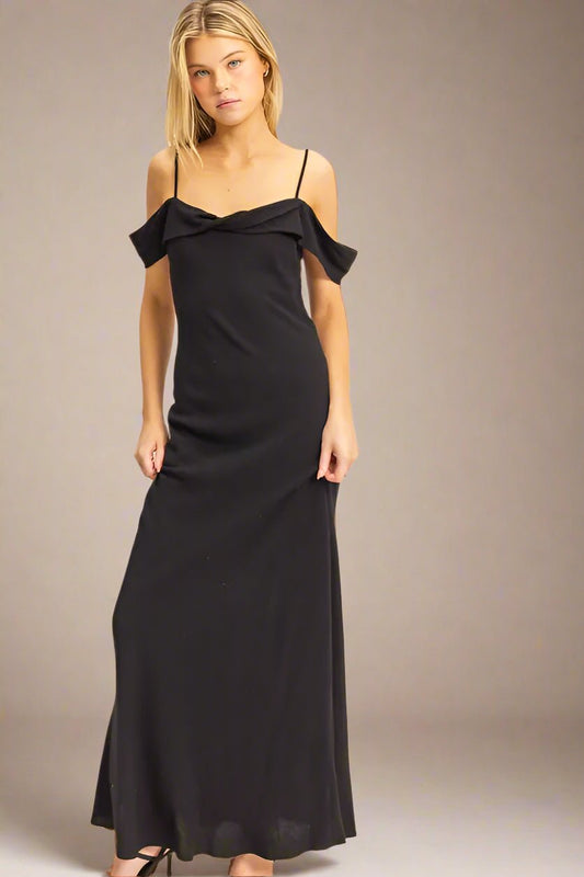 HYFVE - Off Shoulder Maxi Dress in Black
