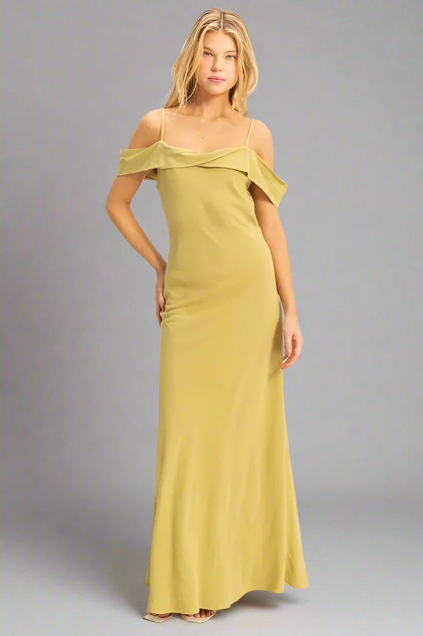 HYFVE - Off Shoulder Maxi Dress in Soft Chartreuse