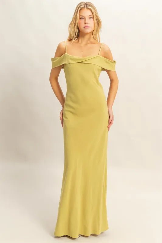 HYFVE - Off Shoulder Maxi Dress in Soft Chartreuse