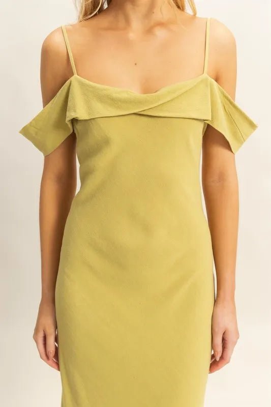 HYFVE - Off Shoulder Maxi Dress in Soft Chartreuse