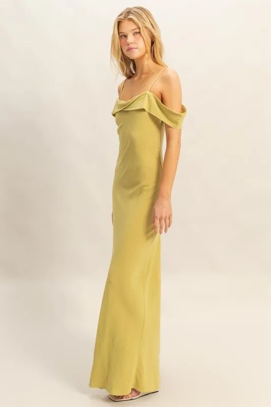 HYFVE - Off Shoulder Maxi Dress in Soft Chartreuse