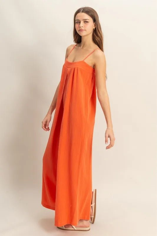 HYFVE - Orange Textured Wide Leg Jumpsuit