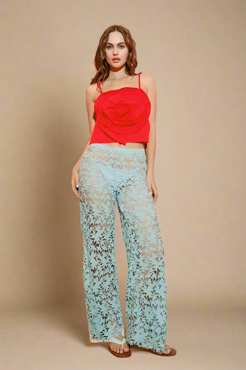 HYFVE - Red Rosette Detail Crop Cami Top