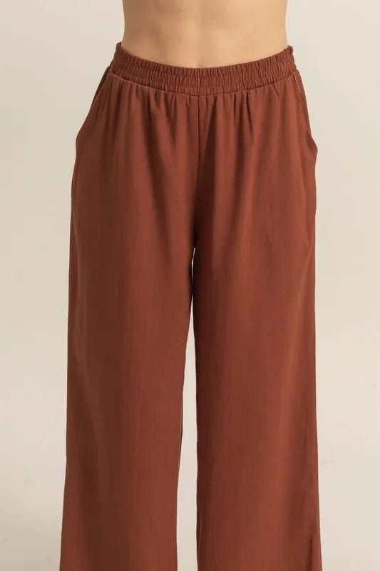 HYFVE - Rust Brown Wide Leg Lounge Pants
