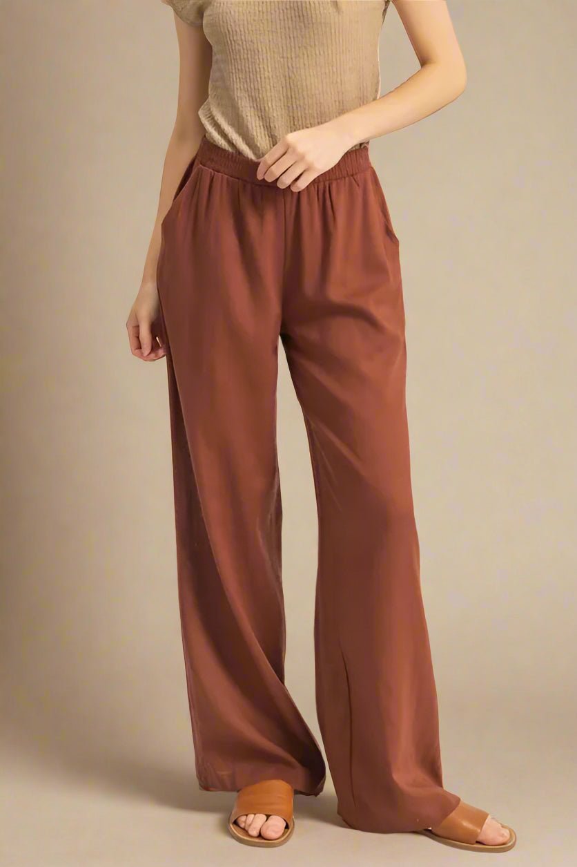 HYFVE - Rust Brown Wide Leg Lounge Pants