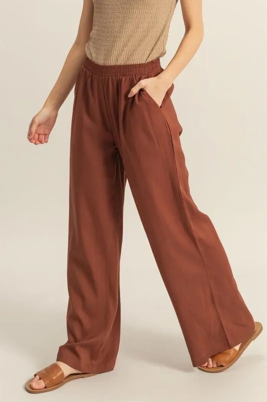 HYFVE - Rust Brown Wide Leg Lounge Pants