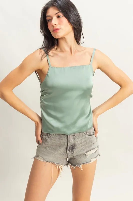 HYFVE - Sage Green Satin Bow - Back Cami Top