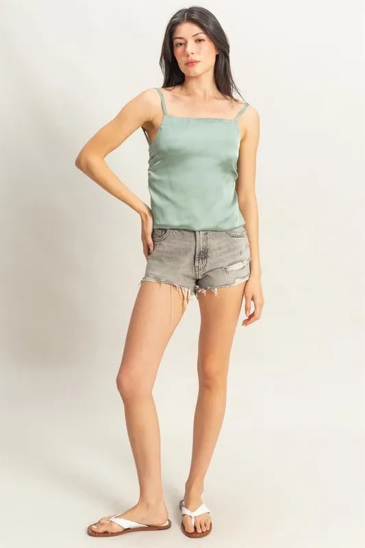 HYFVE - Sage Green Satin Bow - Back Cami Top