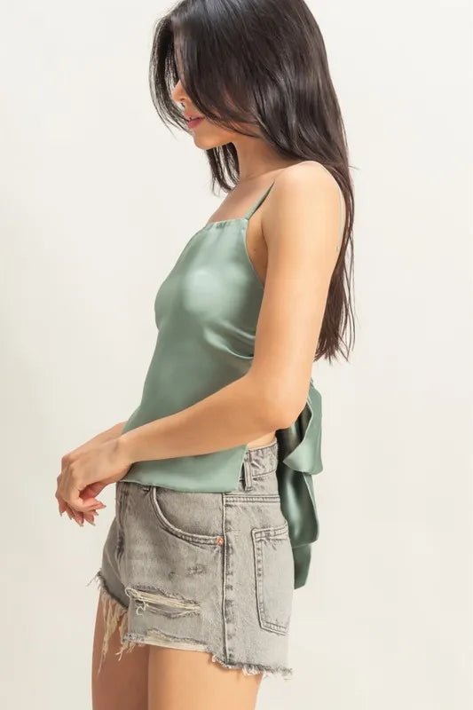 HYFVE - Sage Green Satin Bow - Back Cami Top