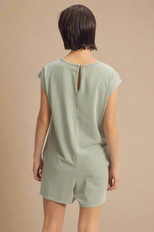 HYFVE - Sage Green Washed T-Shirt Romper