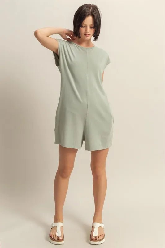 Sleeveless Breezy Romper Sage Green / Medium Sleeveless Breezy Romper Sage Green / Medium