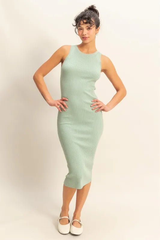 HYFVE - Sage Ribbed Midi Dress