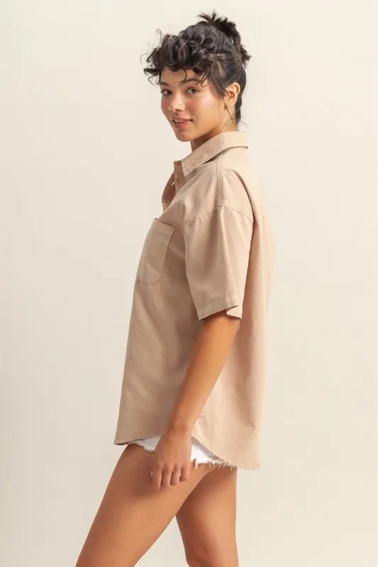 HYFVE - Sand Beige Cotton Button - Up Shirt with Pocket