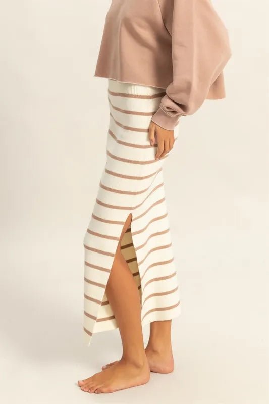 HYFVE - Sand Stripe Knit Midi Skirt