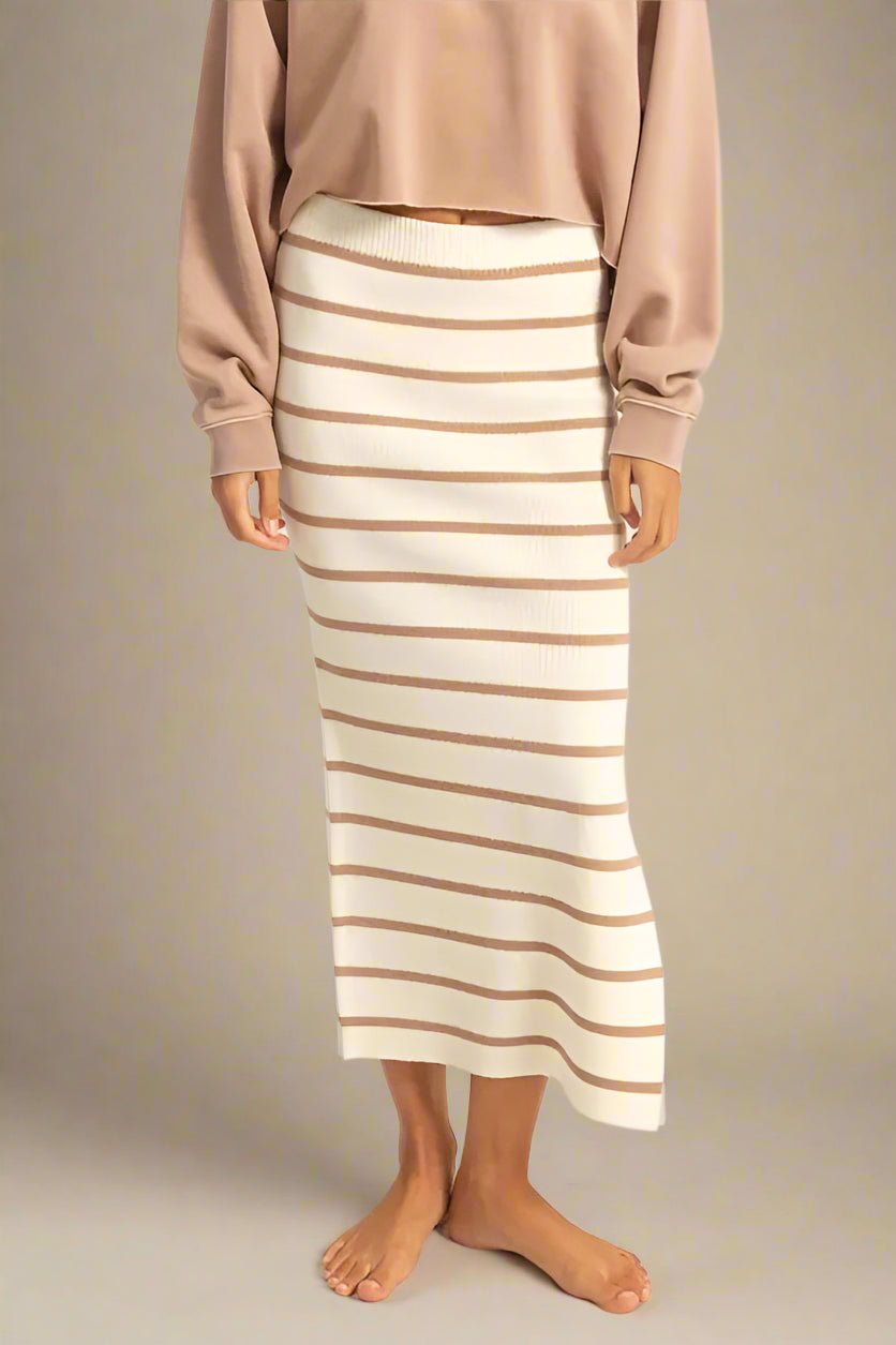 HYFVE - Sand Stripe Knit Midi Skirt