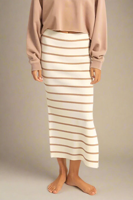 HYFVE - Sand Stripe Knit Midi Skirt