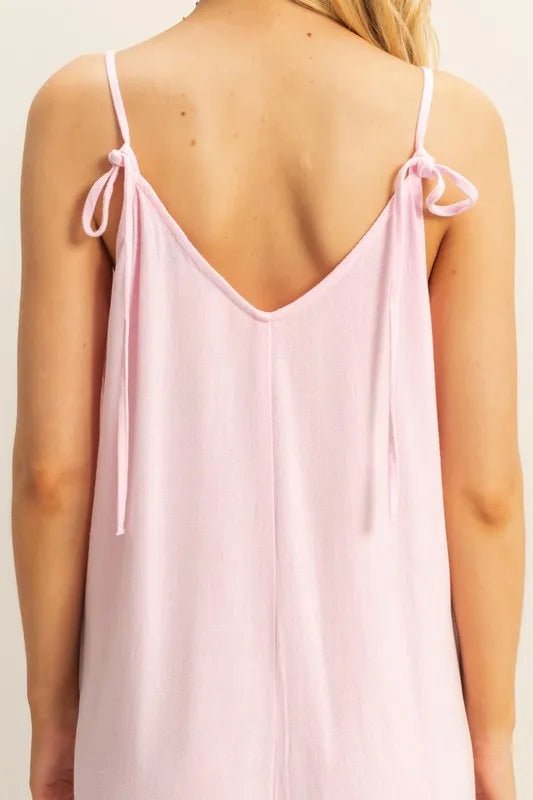 HYFVE - Soft Pink Cropped Drawstring Jumpsuit