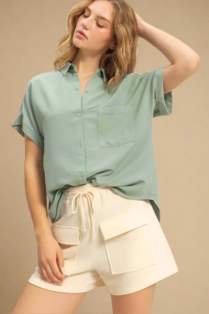 HYFVE - Soft Sage Button Down Shirt