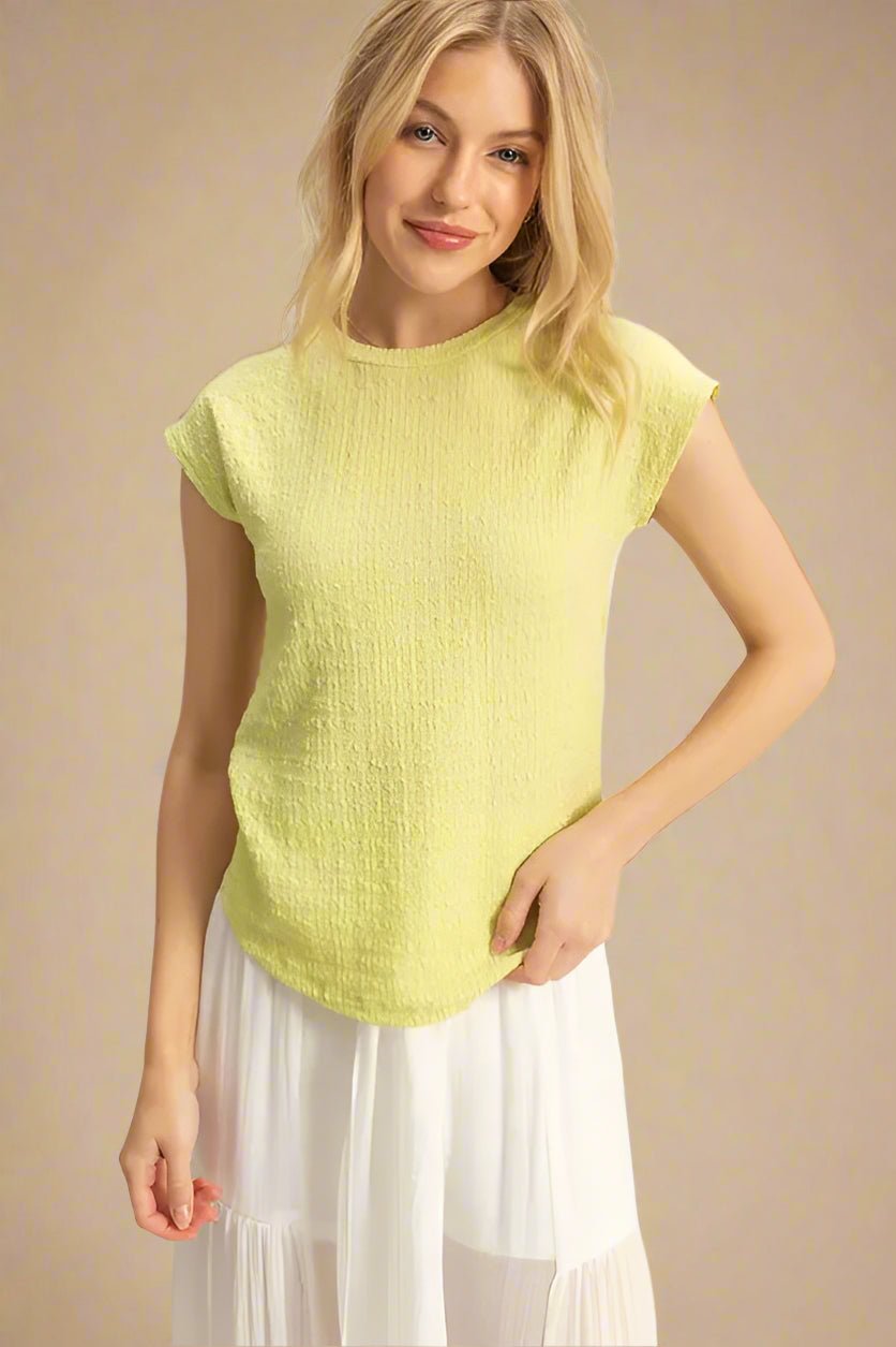 HYFVE - Textured Cap Sleeve Top – Lemon Zest