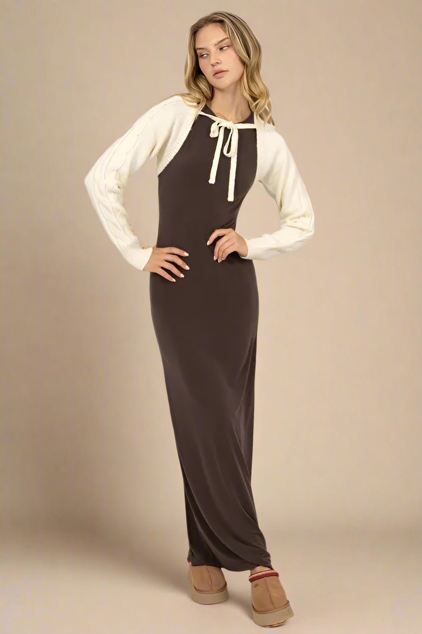 HYFVE - Tie - Front Shrug Knit Bolero in Ivory Cream