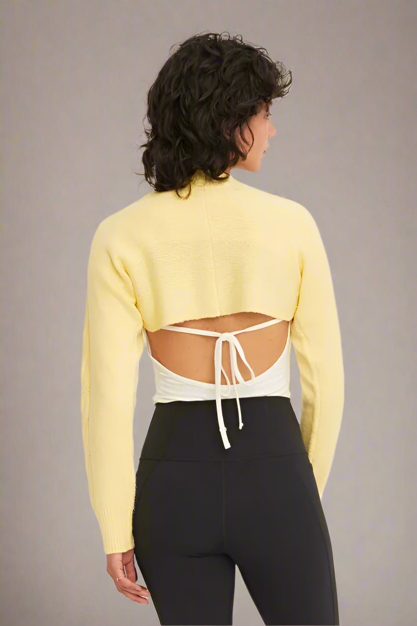 HYFVE - Tie - Front Shrug Knit Bolero in Soft Butter Yellow
