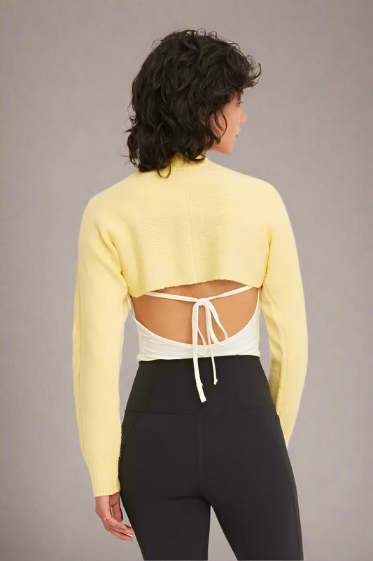 HYFVE - Tie - Front Shrug Knit Bolero in Soft Butter Yellow