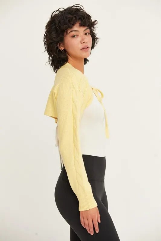 HYFVE - Tie - Front Shrug Knit Bolero in Soft Butter Yellow