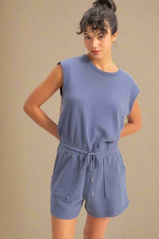 HYFVE - Washed Indigo Cap Sleeve Lounge Romper
