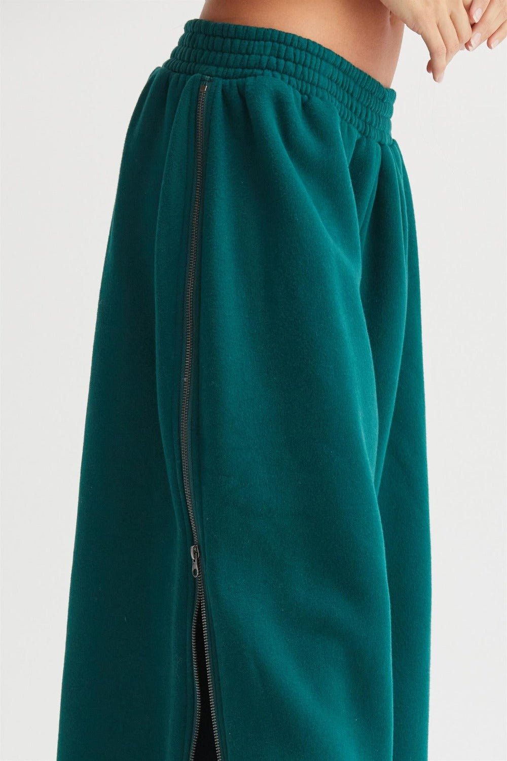 HYFVE - Wide - Leg Side Zip Sweatpants in Dark Green