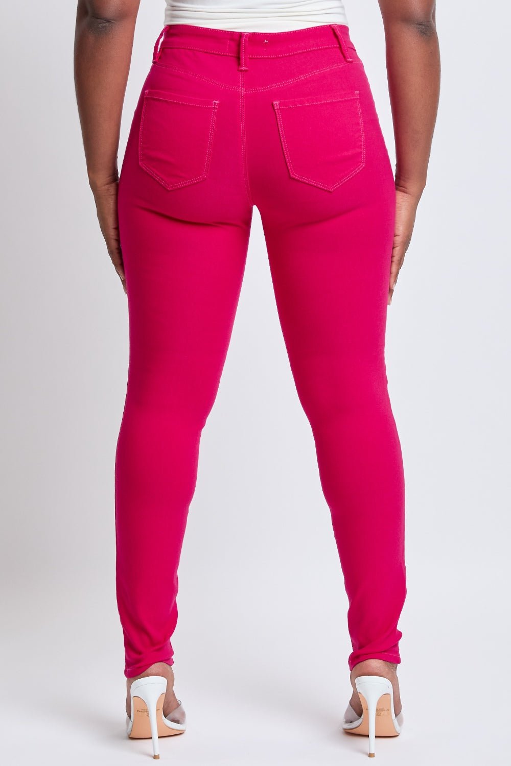 Hyperstretch Mid-Rise Skinny Jeans in Neon PinkJeansYMI Jeanswear